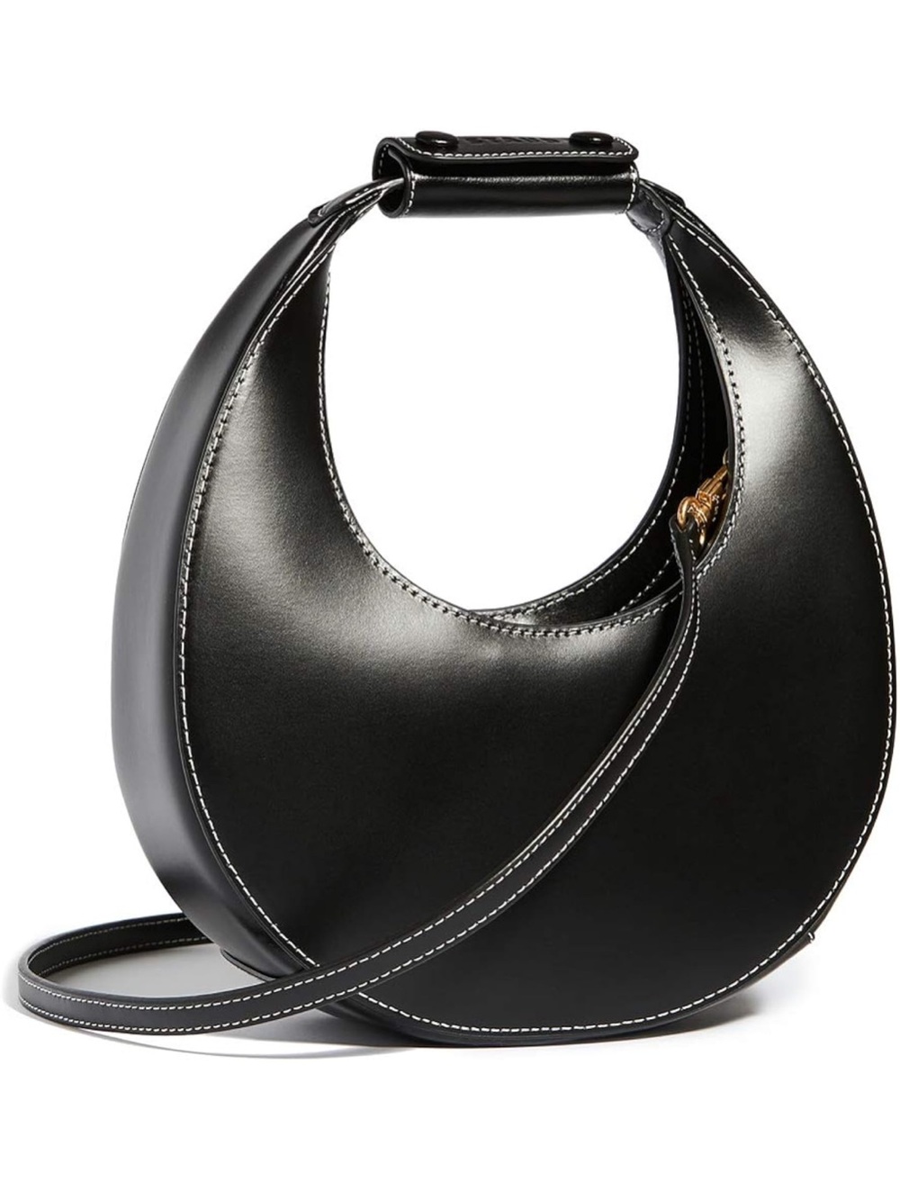 STAUD Mini Moon Black Shoulder Bag with Strap for Crossbody